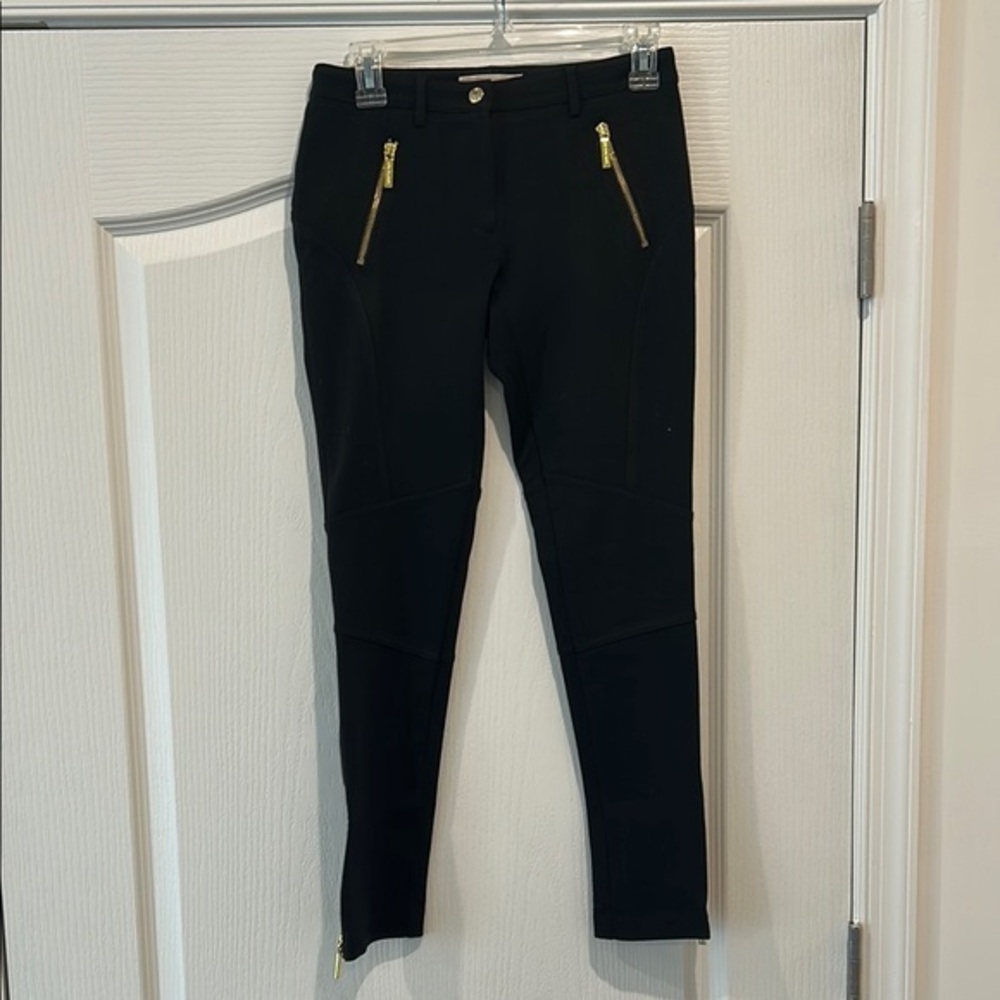 MICHAEL Michael Kors Black Ponte Leggings with Gold Zippers- 2x$20